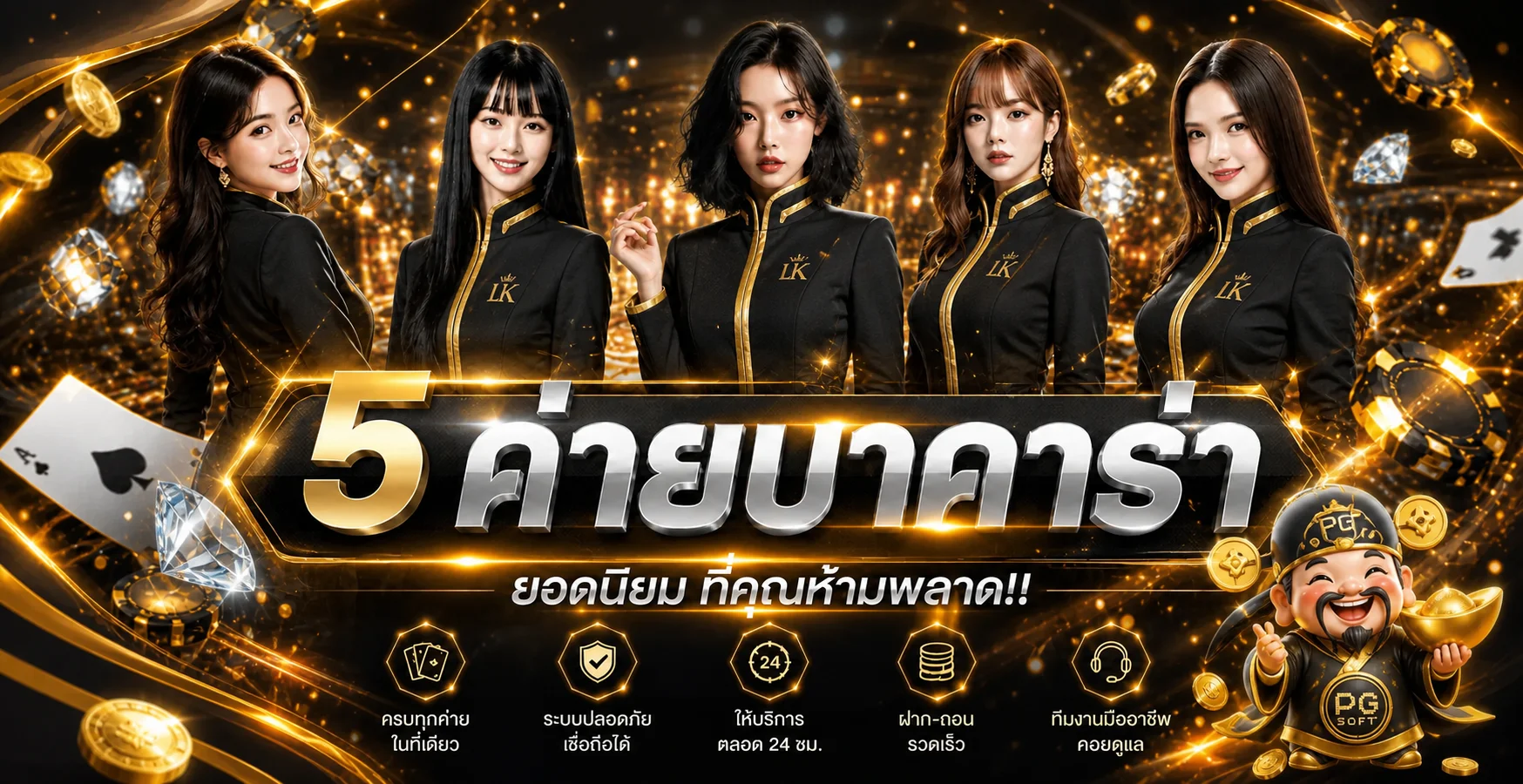 ภาพแนะนำค่ายบาคาร่าและระบบบริการ LuckyKing888